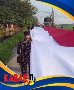 Bentangkan Bendera Merah Putih sepanjang 200 meter, PAC GP Ansor Cikarang Utara Tunjukkan Rasa Nasionalis Kebangsaan