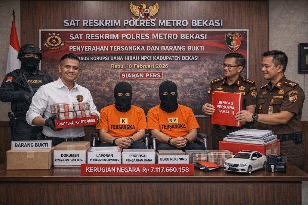Satreskrim Polrestro Bekasi Ungkap Dugaan Korupsi Dana Hibah NPCI, Dua Tersangka Diserahkan ke Kejaksaan